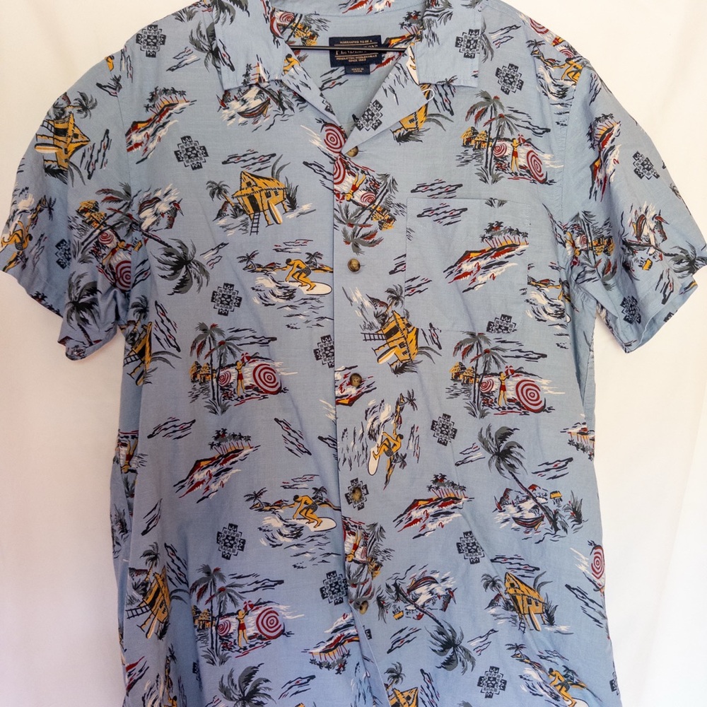 Pendleton Light Blue Hawaiian Print Button-Down Shirt